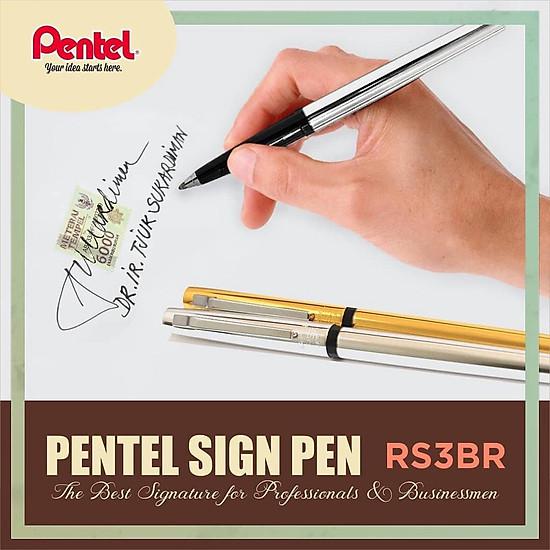 Bút Ký Cao Cấp Pentel Mạ Vàng/Bạc RS3G/S- 0.8mm mực xanh