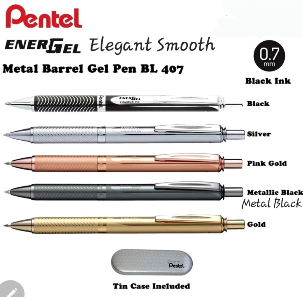 Bút bi gel Pentel BL407 thân kim loại 0.7mm